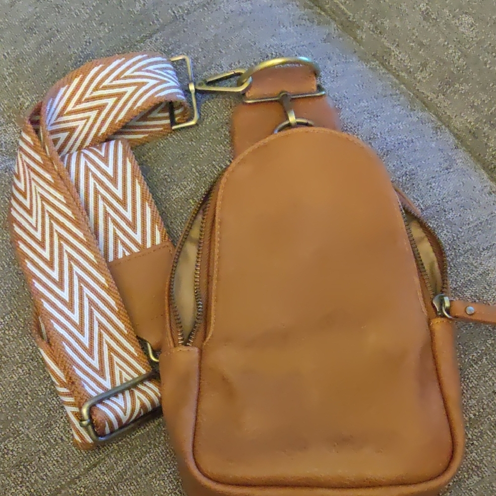 Urban Originals Tan Crossbody Bag with Patterned Strap